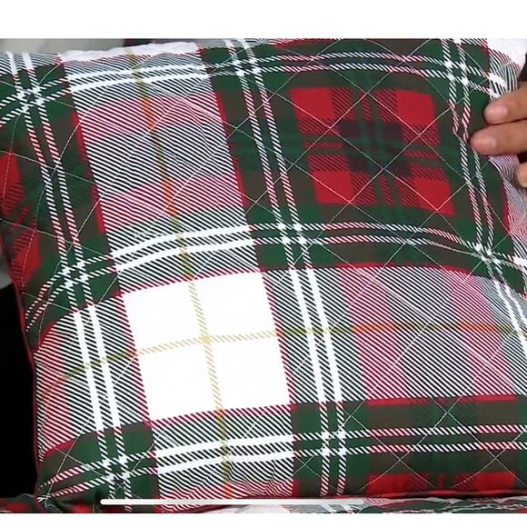 Home Reflections NEW Reversible Holiday Plaid Quilt Sham Pillow Set Full Double - Picture 12 of 13